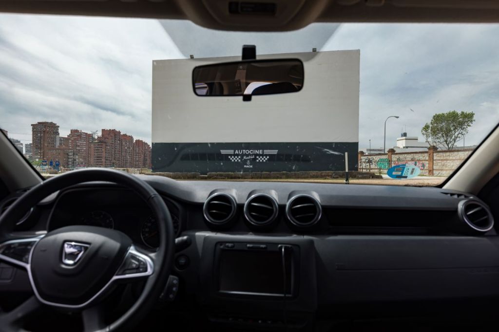 Drive-in Screen Viewed From Within a Car in Spain.