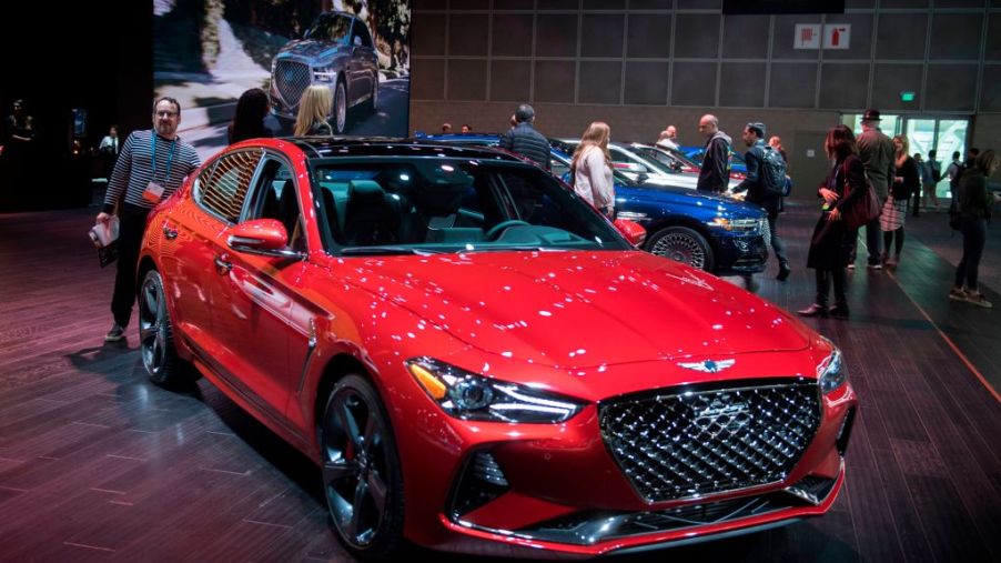 The Genesis G70 car on display during the AutoMobility LA event
