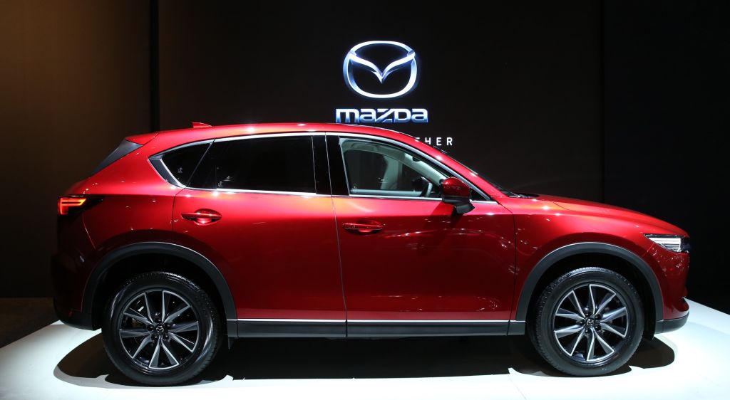 A Mazda CX-5 is being displayed during the 96th Brussels Motor Show at Brussels Expo Center in Brussels, Belgium on January 10, 2018.