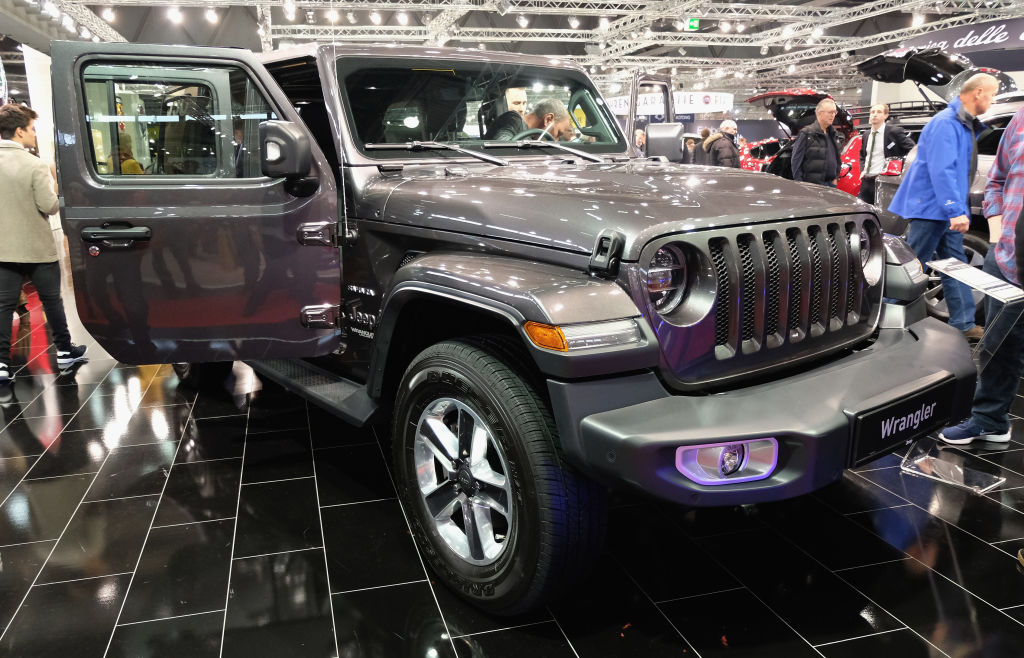 A Jeep Wrangler is displayed during the Vienna Autoshow, as part of Vienna Holiday Fair