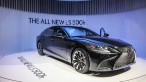 The Lexus LS500h on display during the second press day of the Geneva Motor Show