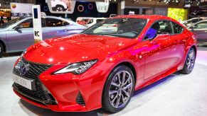 Lexus RC 300h coupe on display at Brussels Expo