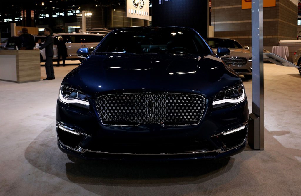 A new Lincoln MKZ on display at an auto show