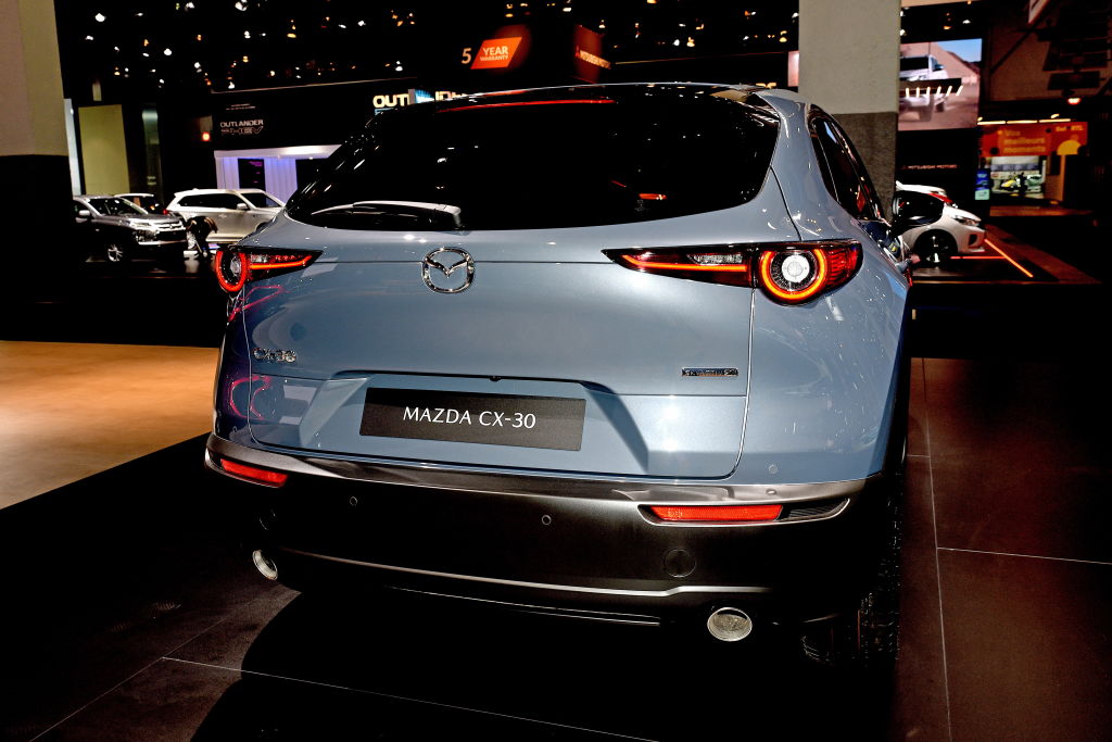 The Mazda CX-30 on display at the Brussels Motor Show