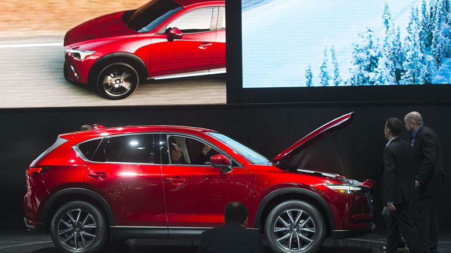 The Mazda CX-5 vehicle is on display during the 2017 North American International Auto Show