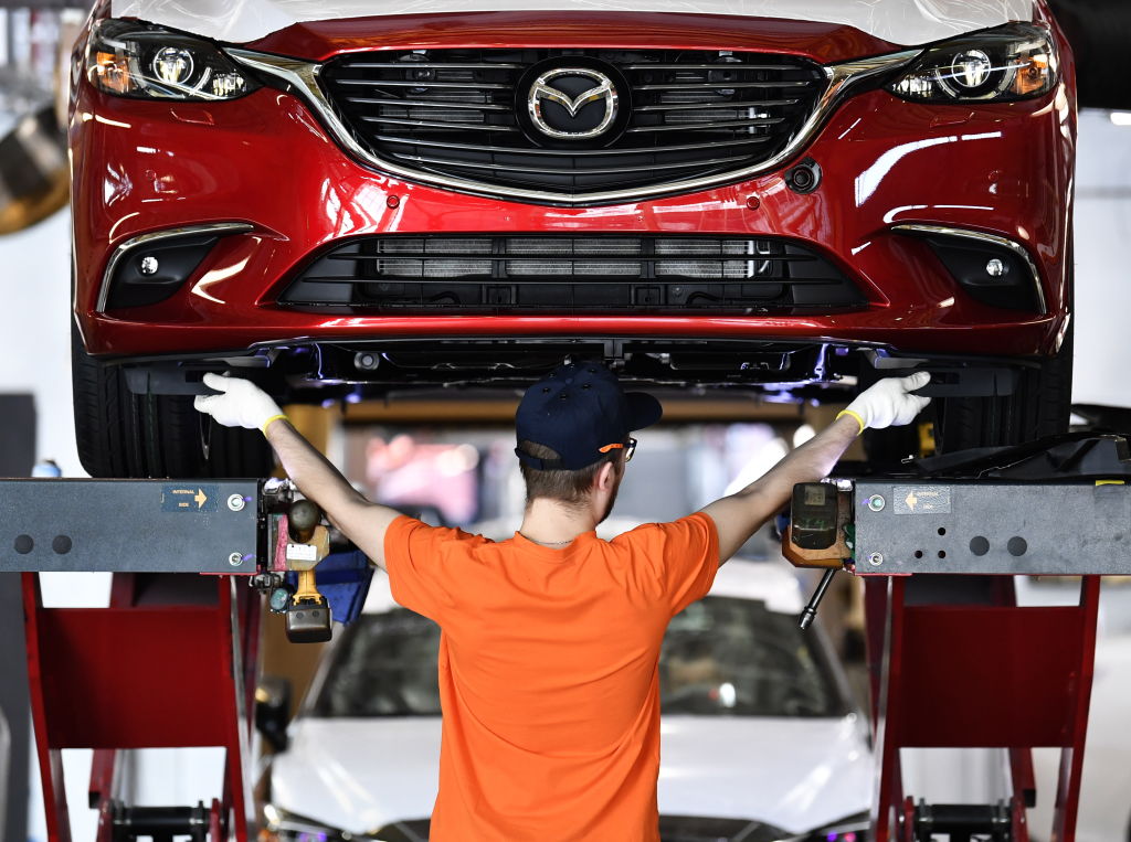 A Mazda6 car being assembled at the Mazda Sollers Manufacturing Rus factory