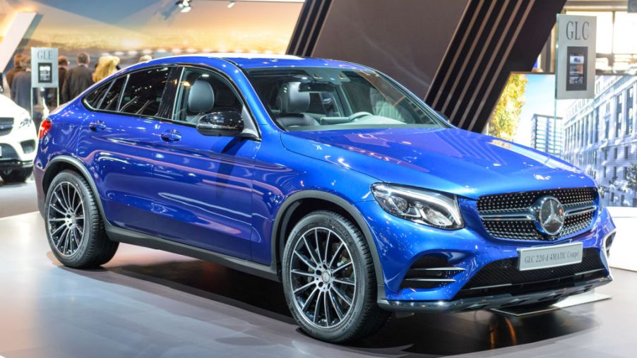 Mercedes-Benz GLC-Class GLC 220 d 4MATIC Coupe crossover luxury SUV on display at Brussels Expo