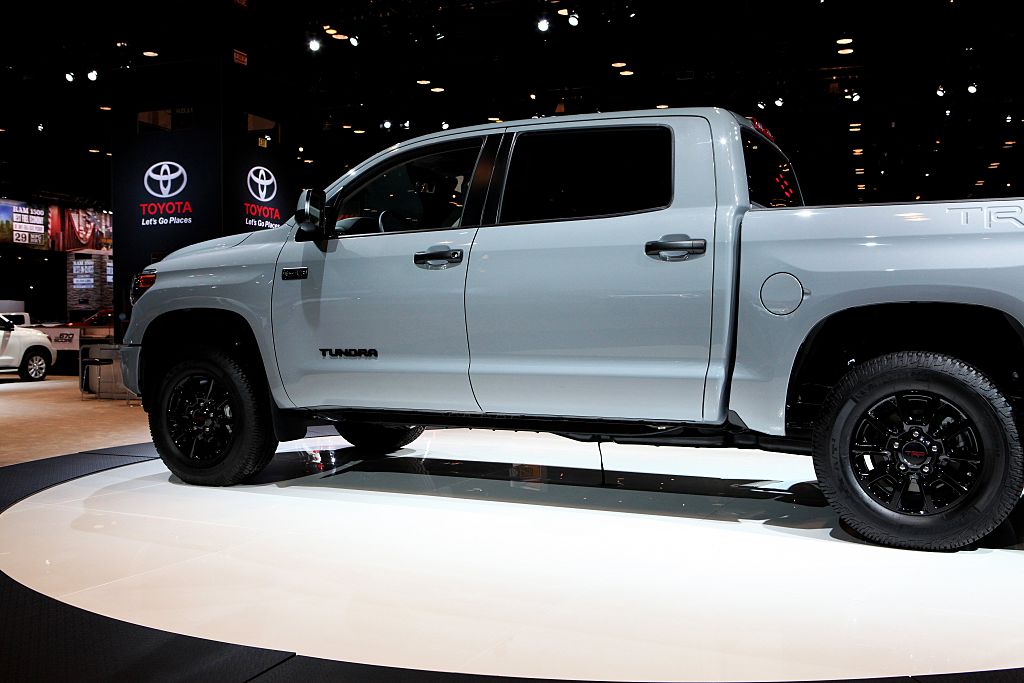 A new Toyota Tundra on display at an auto show
