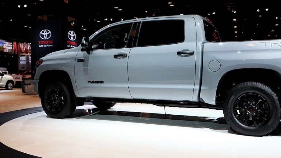 A new Toyota Tundra on display at an auto show