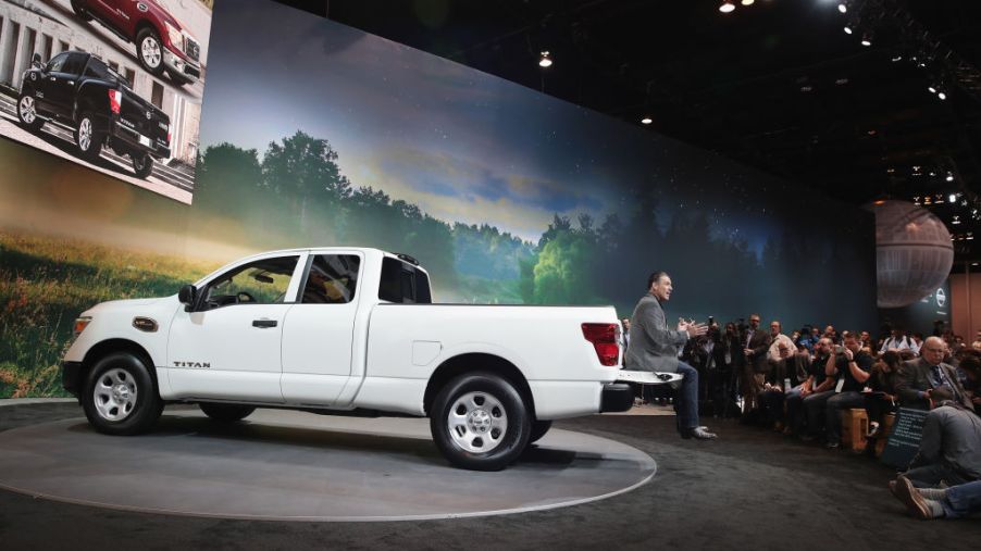 Fred Diaz, Division Vice President and General Manager of North America trucks at Nissan, introduces the 2017 Titan King Cab at the Chicago Auto Show