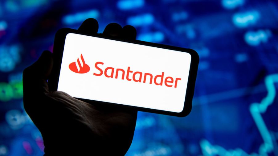 Santander bank logo seen on mobile phone
