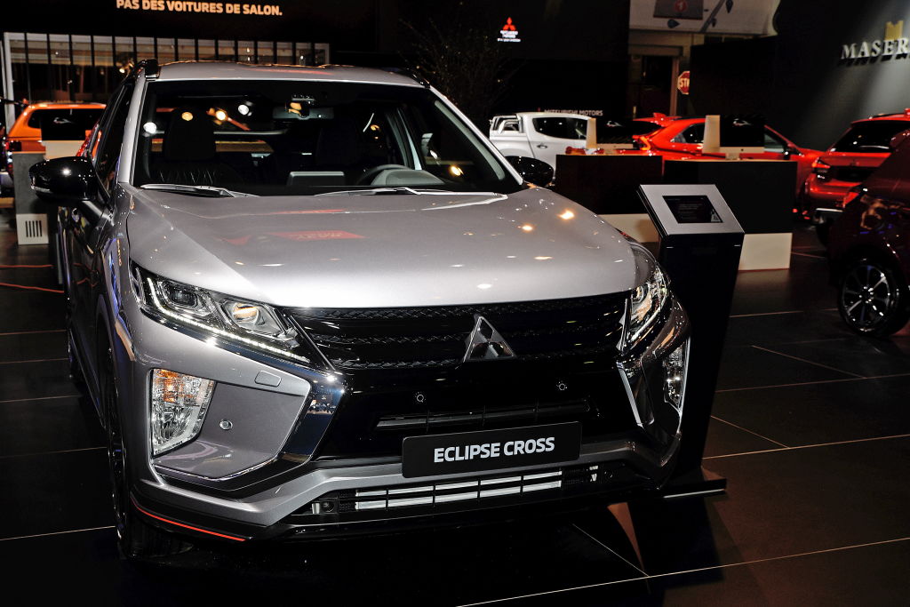 A new Mitsubishi Eclipse Cross on display at an auto show
