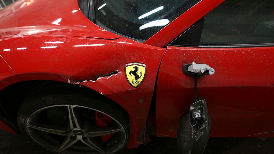 Totalled Ferrari supercar becomes more affordable as the branded title causes the supercar to lose value cheap ferrari