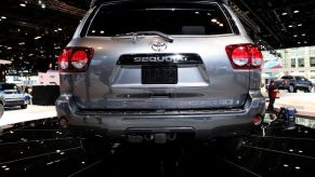 A Toyota Sequoia on display at an auto show