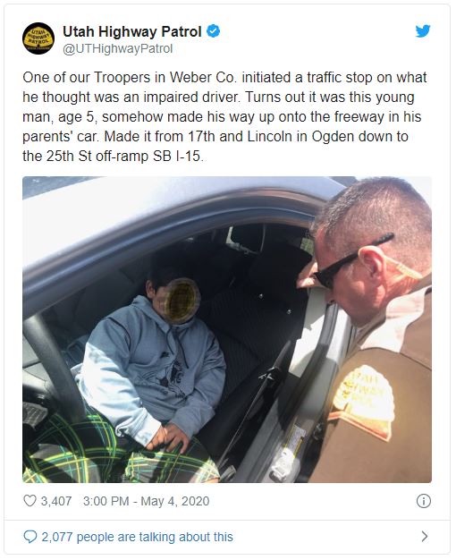 Utah Highway Patrol Tweet