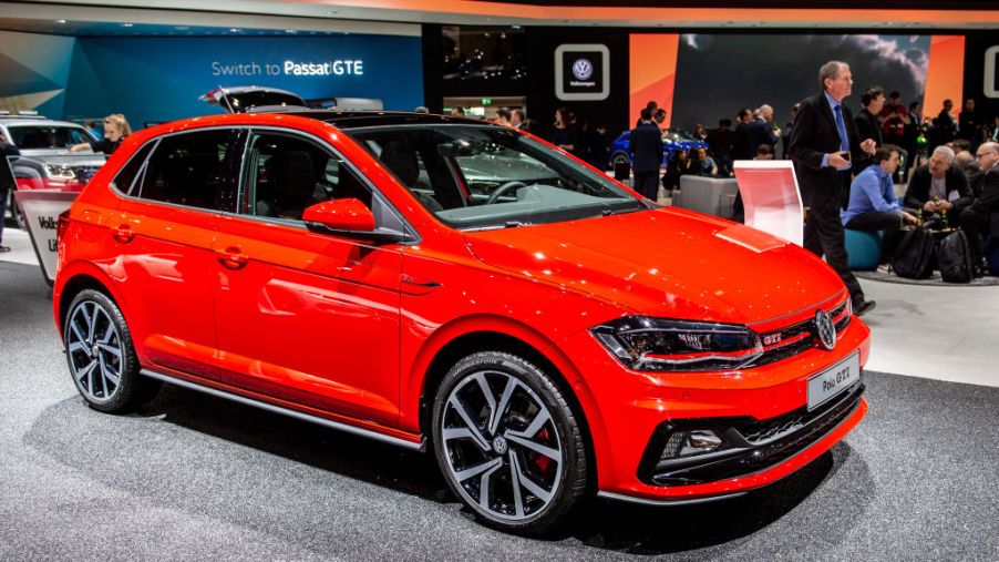 Volkswagen Polo GTI is displayed during the first press day at the 89th Geneva International Motor Show