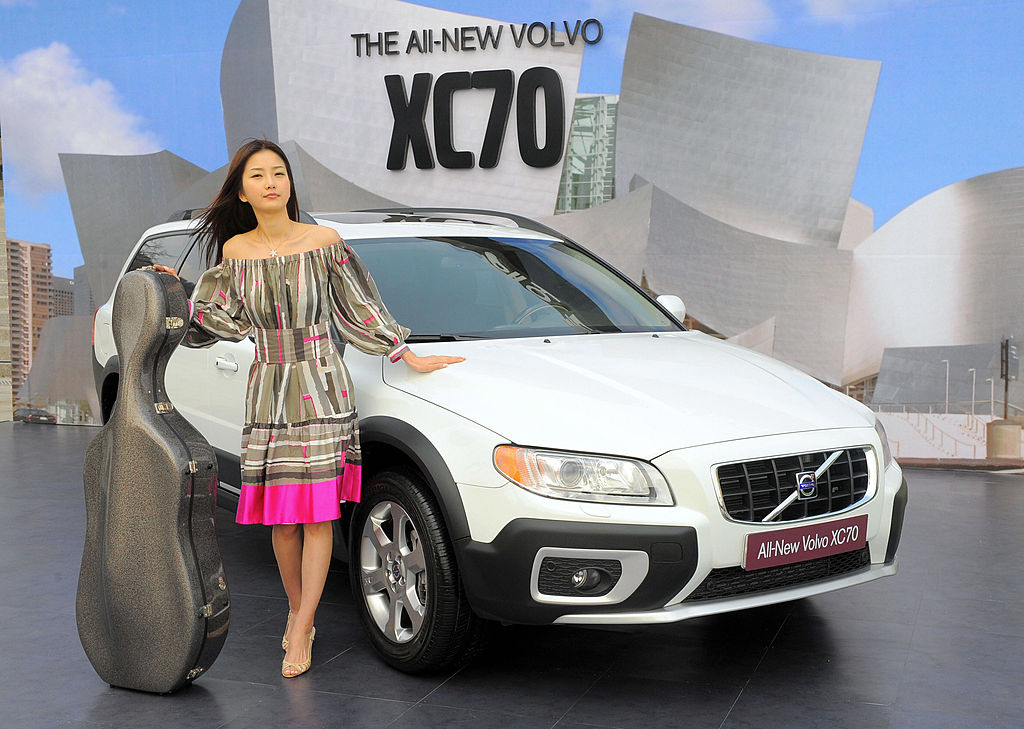 A Volvo XC70 on display at an auto show