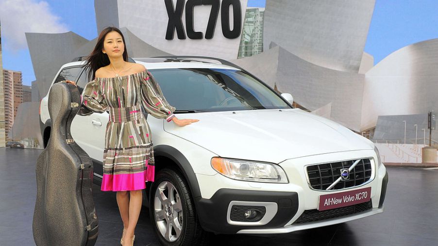 A Volvo XC70 on display at an auto show