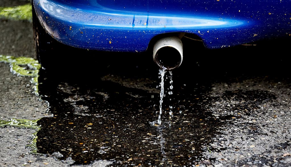 Water coming from car exhaust
