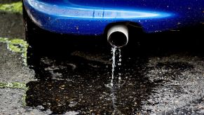 Water coming from car exhaust