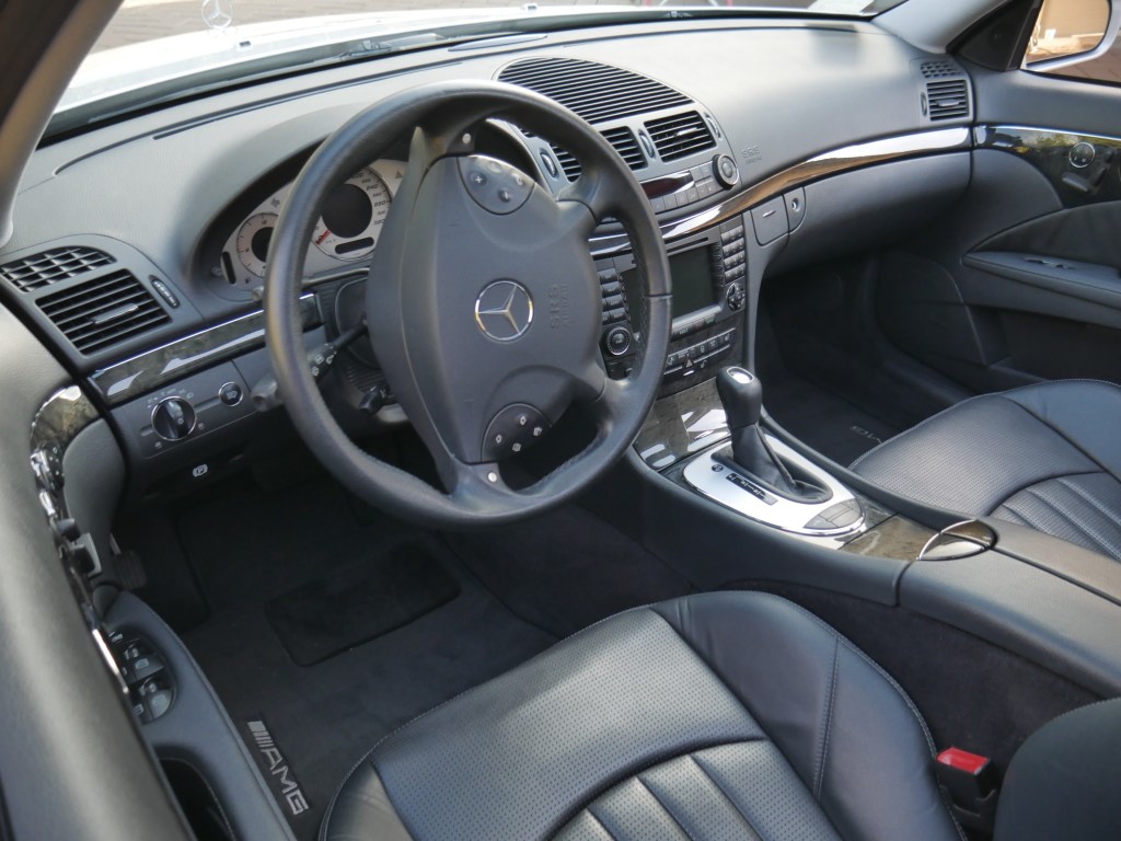2004 Mercedes E55 AMG leather interior, showing seats and center console