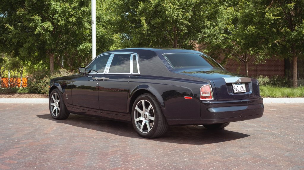 The rear of a Rolls-Royce Phantom owned by YouTube celebrity Tyler Hoover