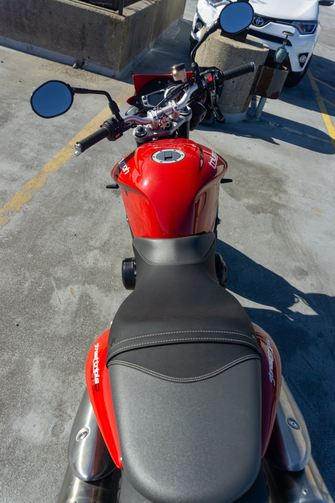 Overhead view from the rear of the 2012 Triumph Street Triple R