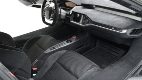 A view of the interior of the 2018 Ford GT at auction