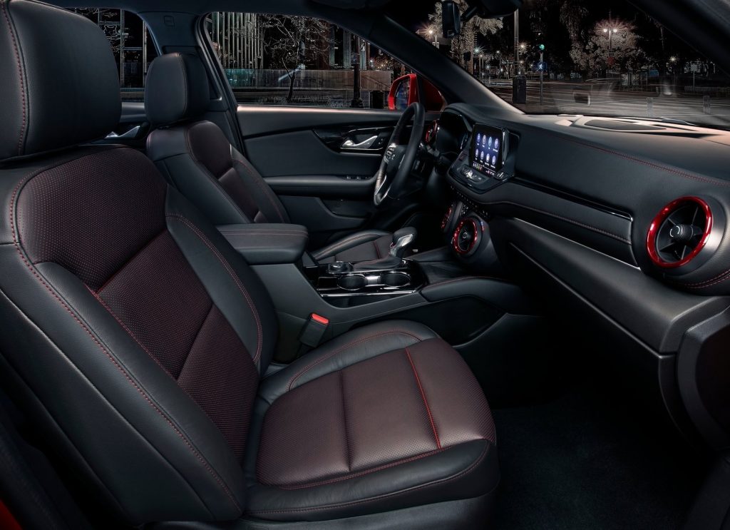 Black-with-red-accents 2019 Chevy Blazer RS interior