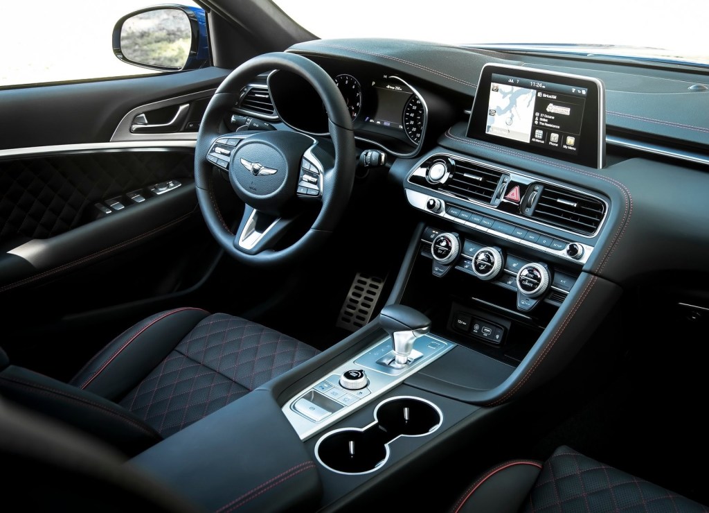 2019 Genesis G70 front seats, center console, and dashboard