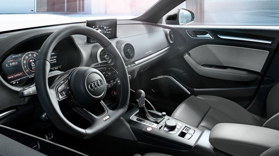 Grey-and-black 2020 Audi S3 interior
