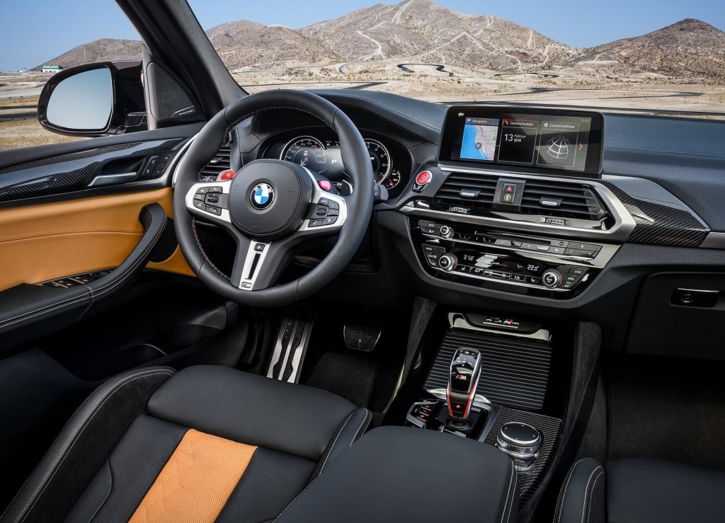 2020 BMW X3 M Competition interior, with tan-trimmed leather sport seats
