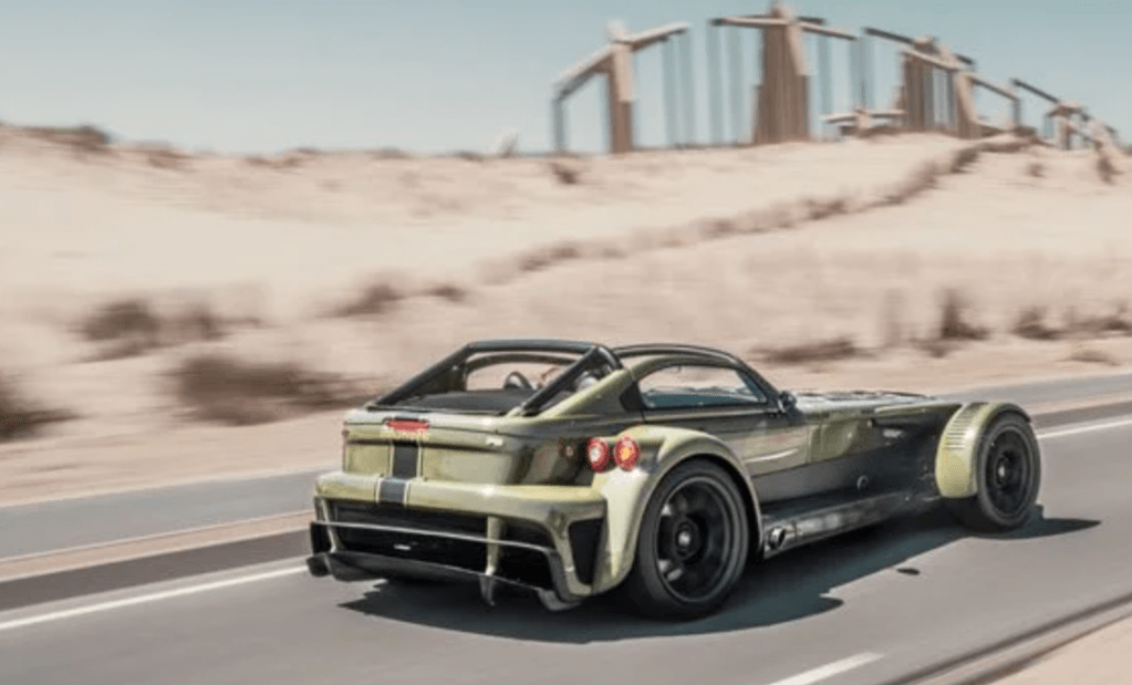 rear 3/4 view ofDonkervoort D8 GTO-JD70 on the track