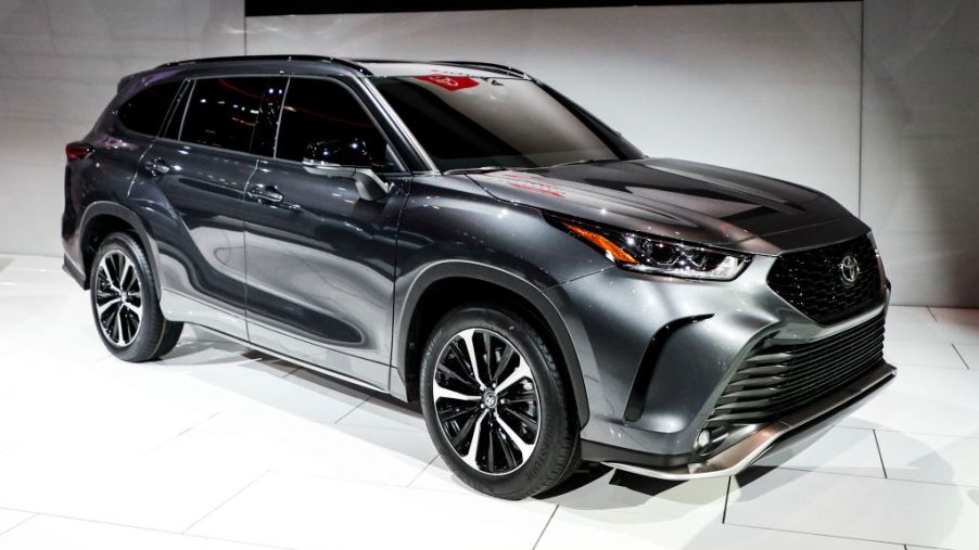 A Toyota Highlander on display at an auto show