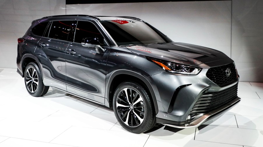 A new Toyota Highlander on display at an auto show