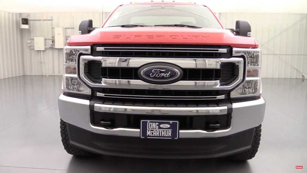 front view of red 2020 F250 Super Duty Ford pickup