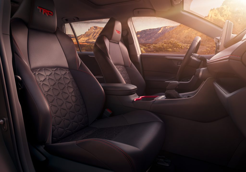 The toyota rav4 TRD's interior has softex cloth seats