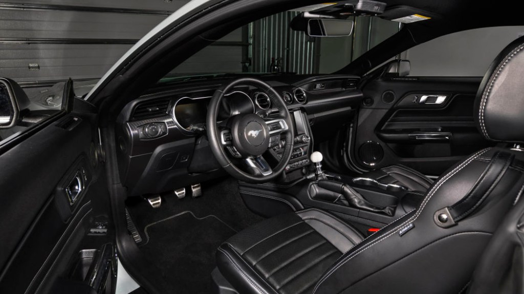 Black interior of 2021 Mustang Mach I