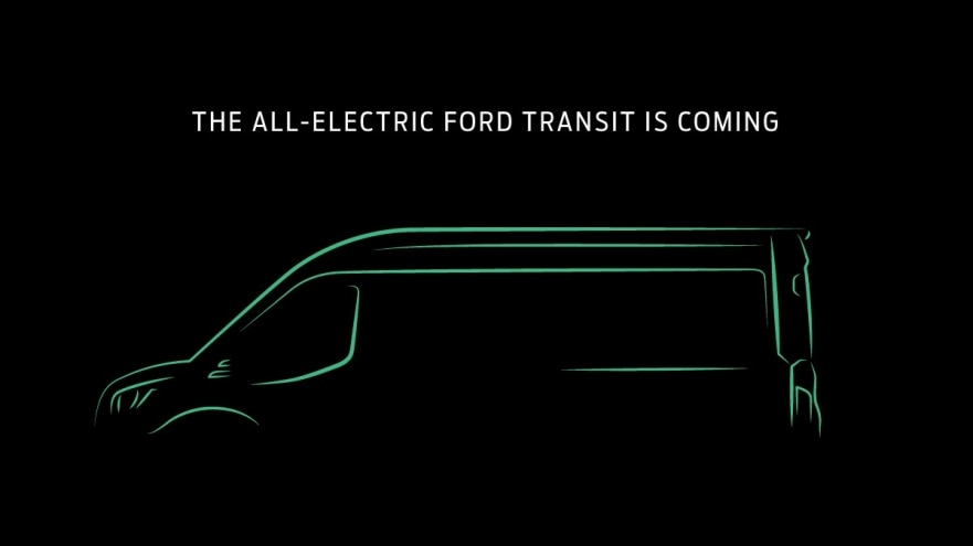 sketch of 2022 Ford Transit EV with black background