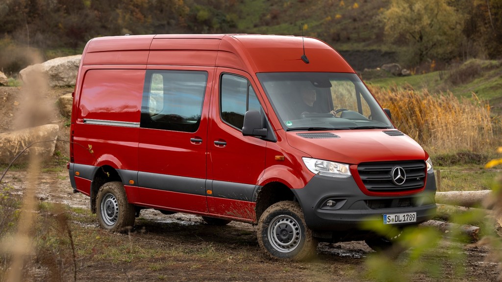 The 2023 Mercedes Sprinter off-roading in mud