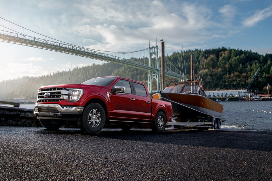 2021 Ford F-150 towing a boat