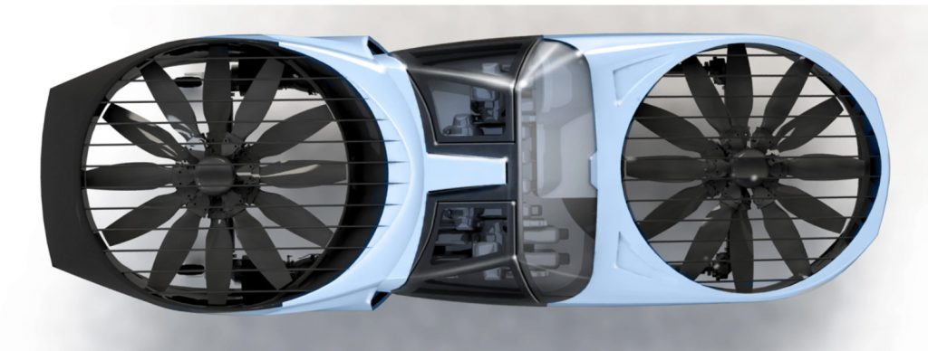 Cityhawk flying car overhead view showing hidden fans