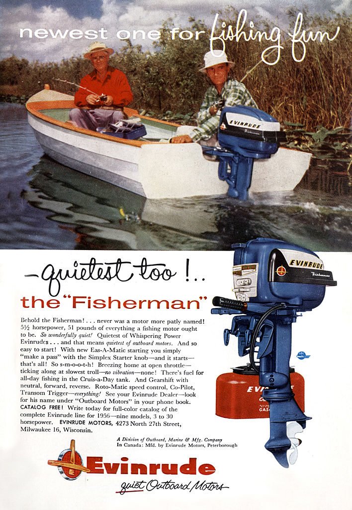 color advertising for Evinrude outboard motors