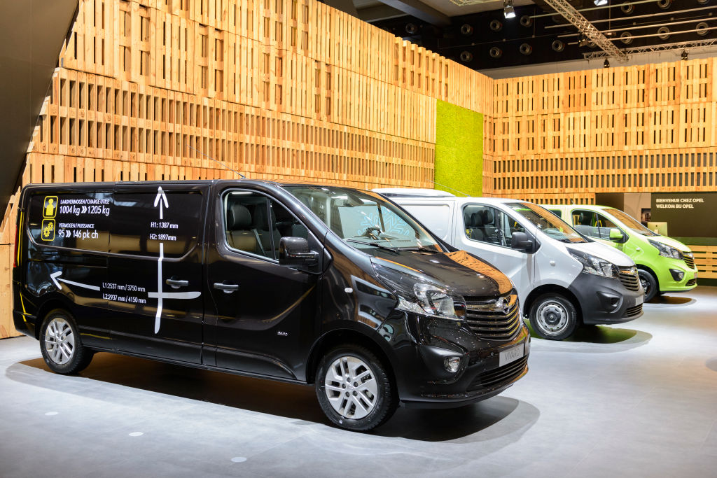 Opel vans lined up at show
