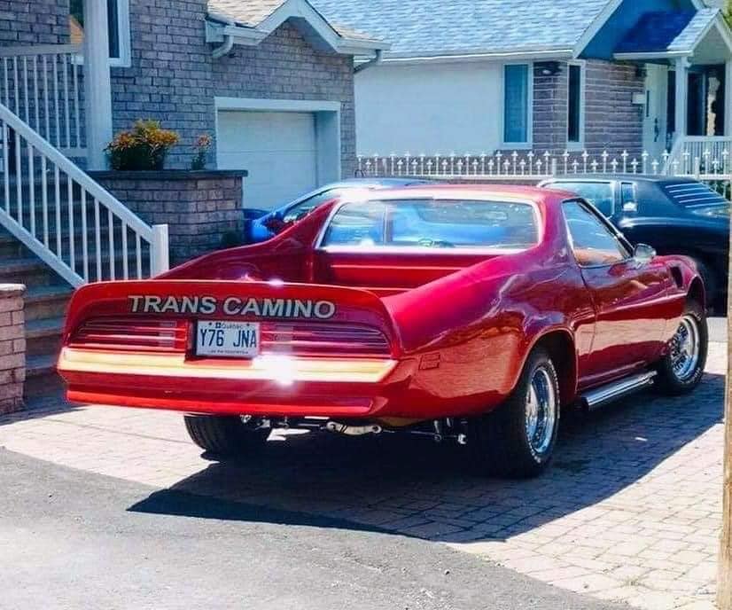 An El Camino with Firebird front clip and rear end in candy apple red