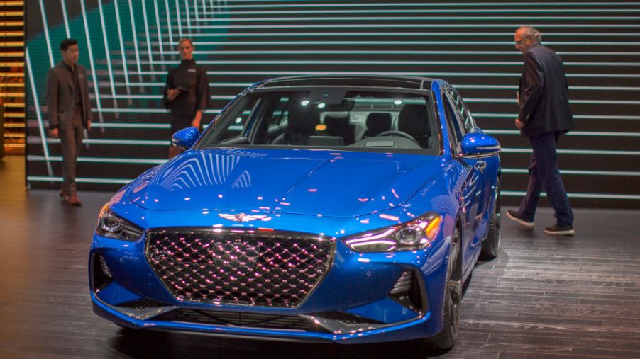 The Genesis G70, named MotorTrend Car of the Year, is shown at the auto trade show, AutoMobility LA