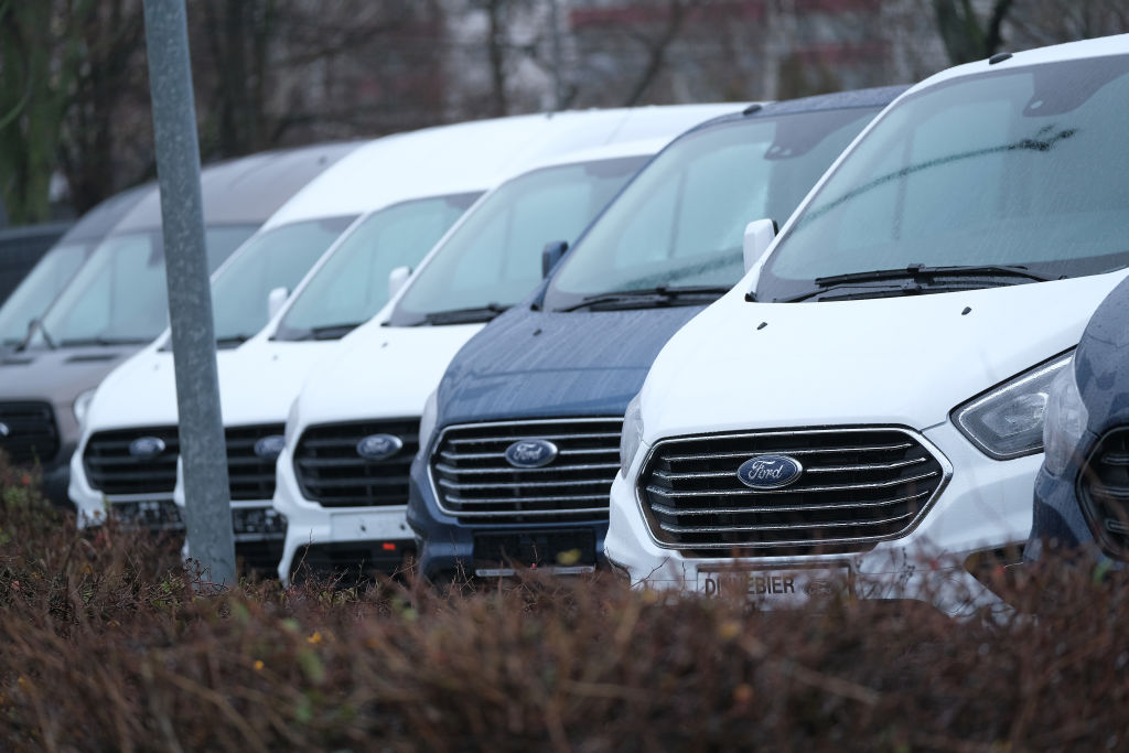 Ford Transit vans lined up for sale