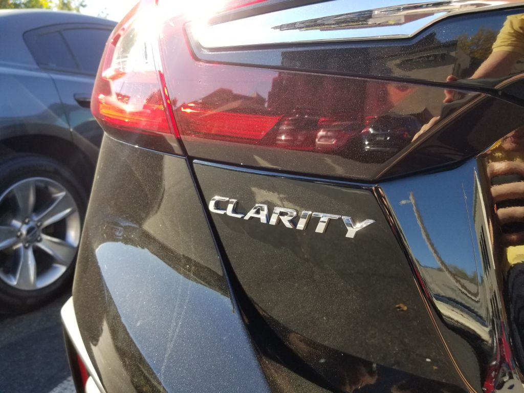 Close-up rear view of the parked Honda Clarity automobile at the Walnut Creek auto lot in Walnut Creek, California, October 30, 2018