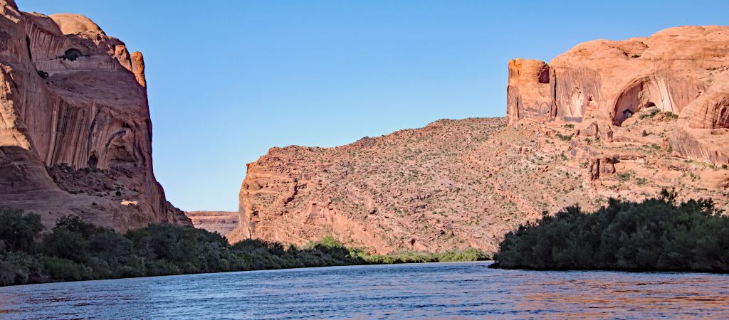 Colorado River, Walls of Labyrinth Canyon, Moab, Utah. (Photo by: Education Images/Universal Images Group via Getty Images)
