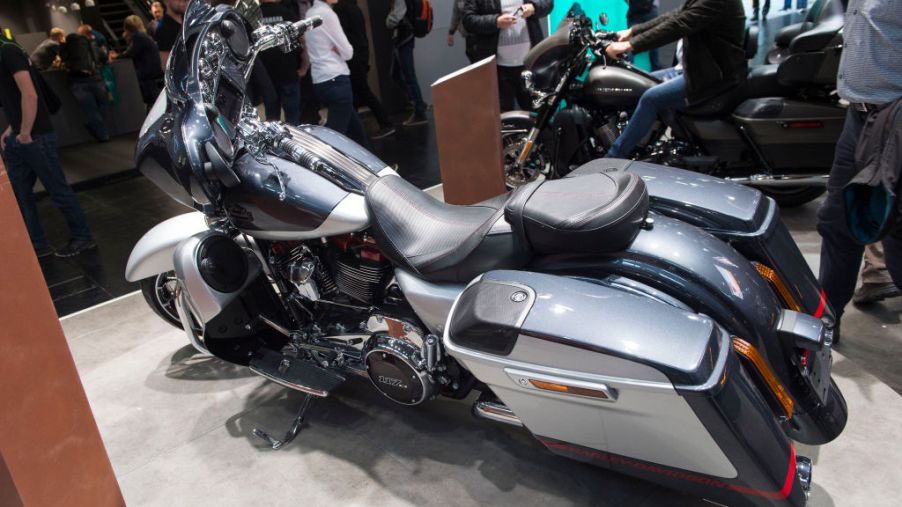 A Harley-Davidson Street Glide on display